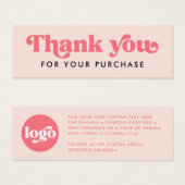Retro boho logo blush roze dank u insert kaart (Voorkant /achterkant)