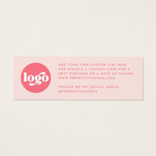 Retro boho logo blush roze dank u insert kaart (Achterkant)