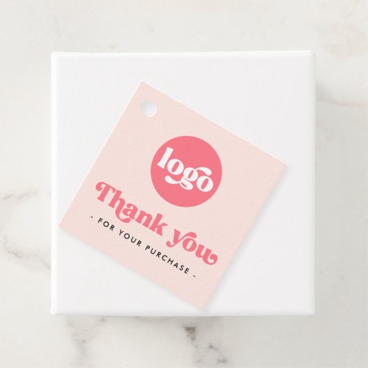 Retro boho logo QR blush roze dank je hang labels (In situ)