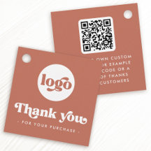 Retro boho logo QR terracotta dank u hang labels