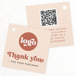 Retro boho logo QR terracotta dank u hang labels