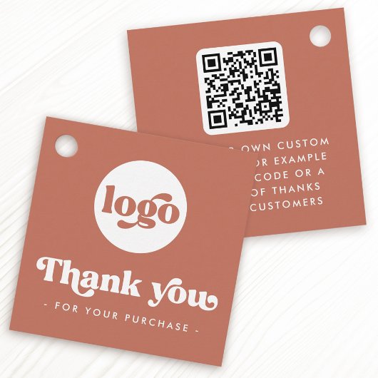 Retro boho logo QR terracotta dank u hang labels