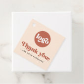 Retro boho logo QR terracotta dank u hang labels (In situ)