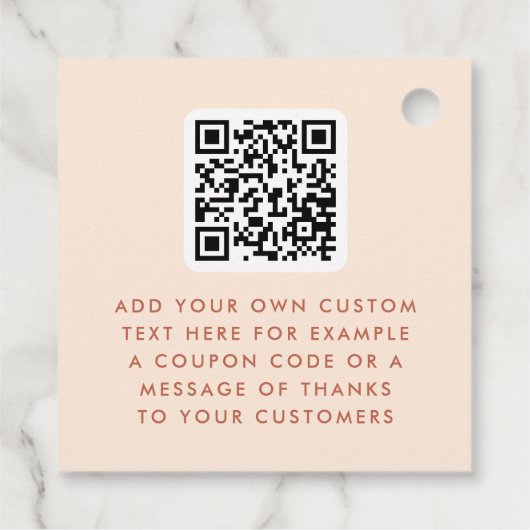 Retro boho logo QR terracotta dank u hang labels (Achterkant)