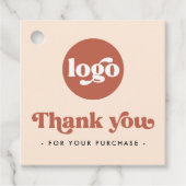 Retro boho logo QR terracotta dank u hang labels (Voorkant)