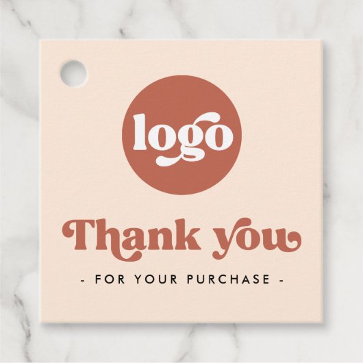 Retro boho logo QR terracotta dank u hang labels (Voorkant)