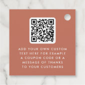 Retro boho logo QR terracotta dank u hang labels (Achterkant)