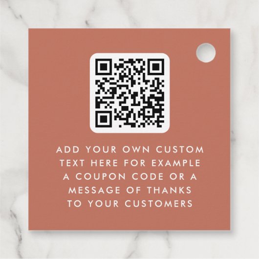 Retro boho logo QR terracotta dank u hang labels (Achterkant)