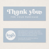 Retro boho logo stoffig blauw dank u insert kaart (Voorkant /achterkant)