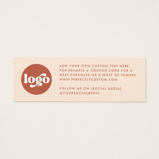 Retro boho logo terracotta dank u kaart invoegen (Achterkant)