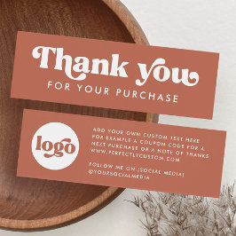 Retro boho logo terracotta dank u kaart invoegen