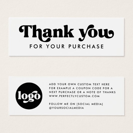 Retro boho logo wit dank u insert kaart (Voorkant /achterkant)