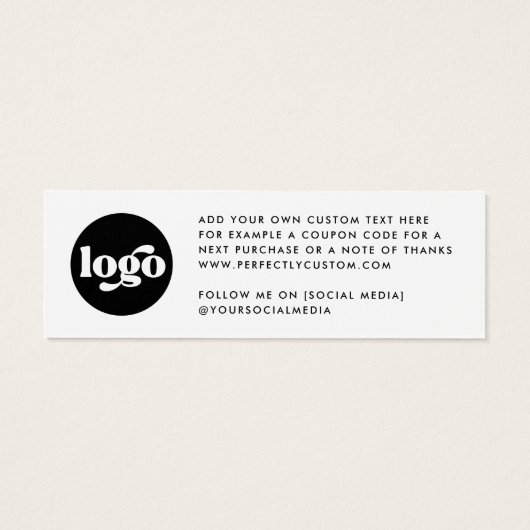 Retro boho logo wit dank u insert kaart (Achterkant)