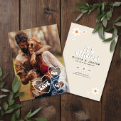 Retro Boho Madeliefje Foto Save The Date Kaart