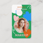 Retro boho make-up schoonheidsvormen foto qr code visitekaartje (Voorkant)