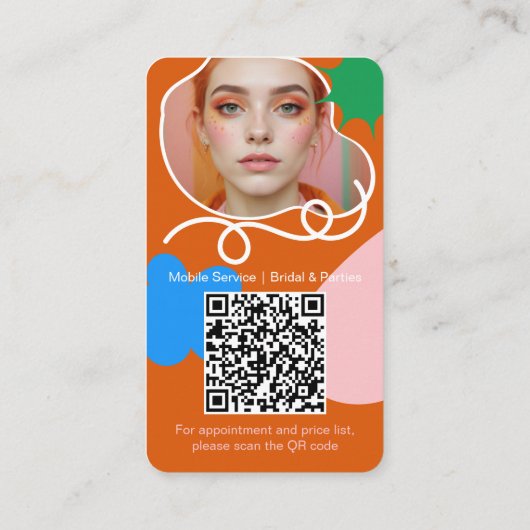 Retro boho make-up schoonheidsvormen foto qr code visitekaartje (Achterkant)