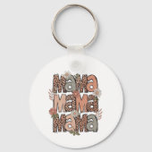 Retro Boho "Mama" Floral Sleutelhanger (Voorkant)