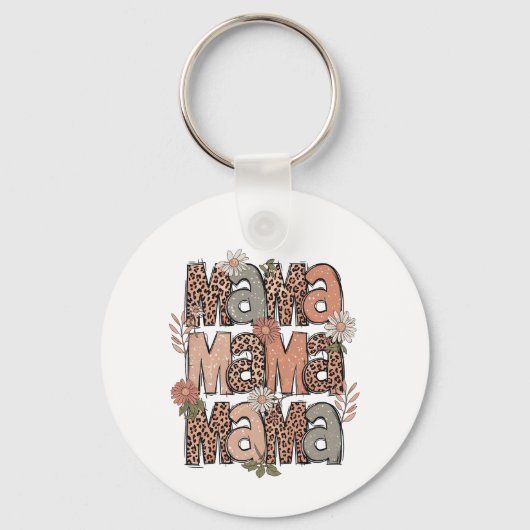 Retro Boho "Mama" Floral Sleutelhanger (Achterkant)