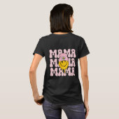 Retro Boho Mama, Schattig Glimlach Gelukkig Gezich T-shirt (Achterkant volledig)