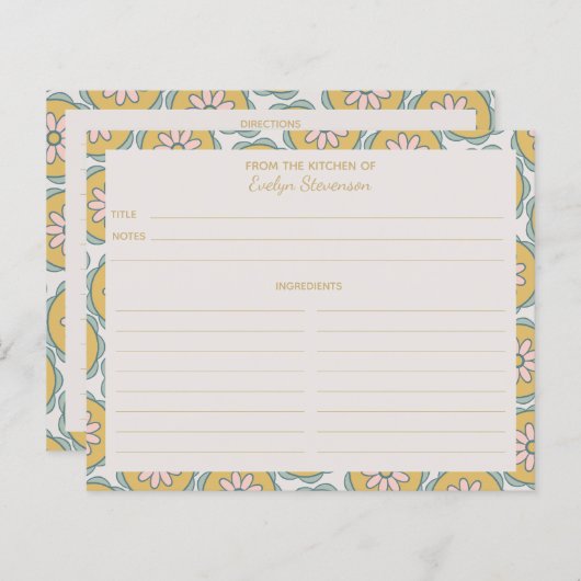 Retro Boho Mandala Bloem Persoonlijke Receptkaart (Voorkant / Achterkant)