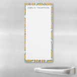 Retro Boho Mandala Bloempatroon gepersonaliseerd Magnetisch Notitieblok<br><div class="desc">Vet retro boheiene stijl floral mandala motif patroon in  pastelkleurtinten van mosterdgeel,  roze en blauwgroen.</div>