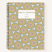 Retro Boho Mandala Bloempatroon gepersonaliseerd Notitieboek (Voorkant)