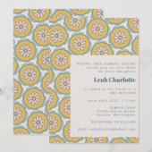 Retro Boho Mandala Bloemrijke Pastel Bat Mitzvah Kaart (Voorkant / Achterkant)