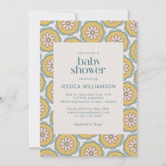 Retro Boho Mandala Floral Pastel Baby shower Kaart (Voorkant)
