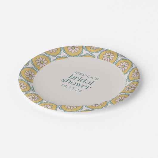 Retro Boho Mandala Floral Pastel Vrijgezellenfeest Papieren Bordje (Gekanteld)