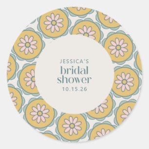 Retro Boho Mandala Floral Pastel Vrijgezellenfeest Ronde Sticker