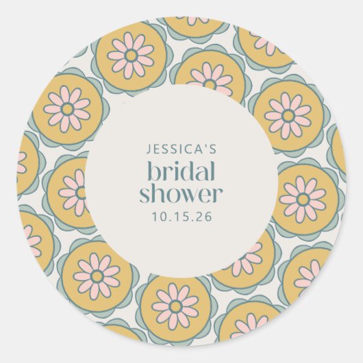 Retro Boho Mandala Floral Pastel Vrijgezellenfeest Ronde Sticker (Voorkant)