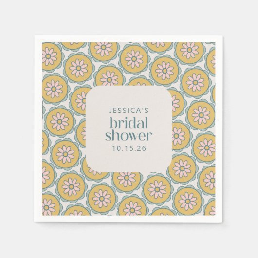 Retro Boho Mandala Floral Pastel Vrijgezellenfeest Servet (Voorkant)