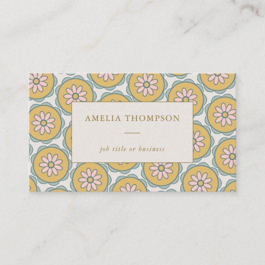 Retro Boho Mandala Floral Stylish Personalized Visitekaartje (Voorkant)