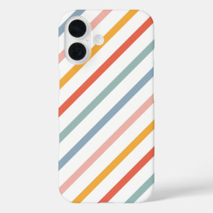 Retro Boho Meerkleurige Strepen iPhone 16 Hoesje