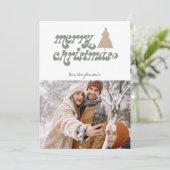 Retro Boho Merry-kerstfotokaartje Feestdagenkaart (Staand voorkant)