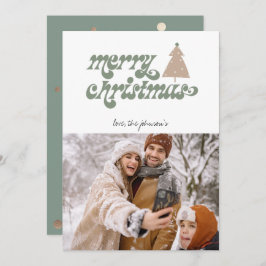 Retro Boho Merry-kerstfotokaartje Feestdagenkaart