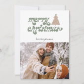 Retro Boho Merry-kerstfotokaartje Feestdagenkaart (Voorkant)