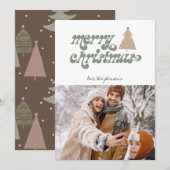 Retro Boho Merry-kerstfotokaartje Feestdagenkaart (Voorkant / Achterkant)