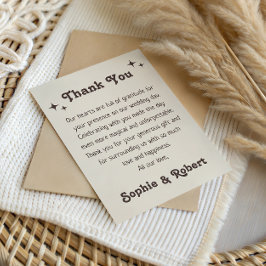 Retro Boho Minimalistische Trouwkaart Bedankt