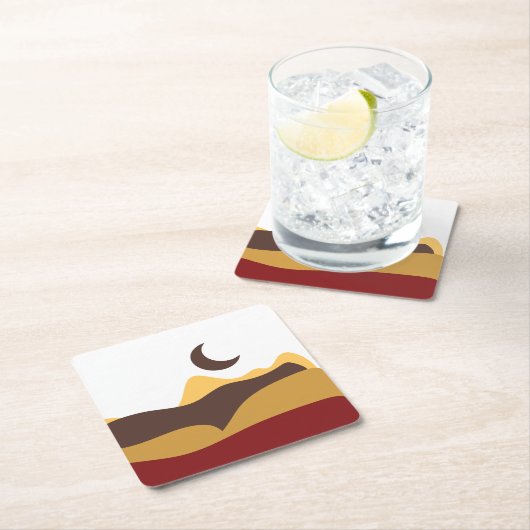 Retro Boho Moon Kartonnen Onderzetters (Insitu)