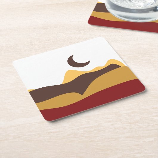 Retro Boho Moon Kartonnen Onderzetters (Schuin)