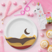 Retro Boho Moon Papieren Bordje (Feest)