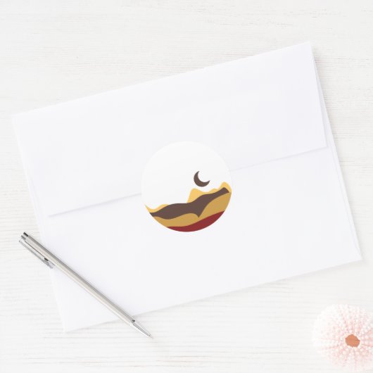 Retro Boho Moon Ronde Sticker (Envelop)
