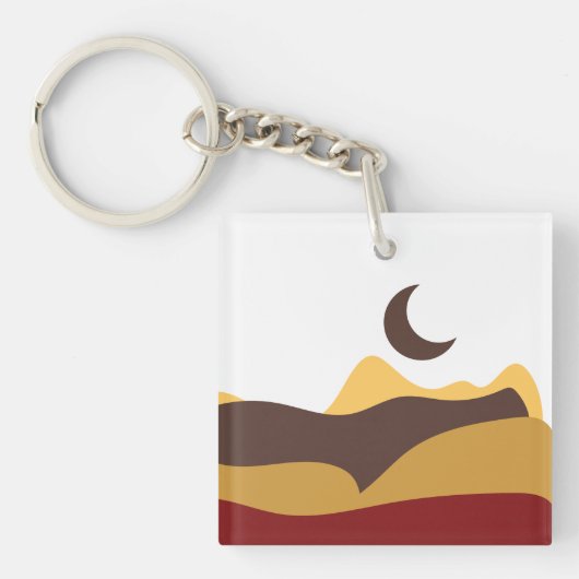 Retro Boho Moon Sleutelhanger (Voorkant)