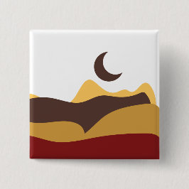 Retro Boho Moon Vierkante Button 5,1 Cm