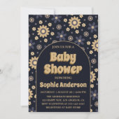 Retro Boho Navy Floral Arch Baby Shower Kaart (Voorkant)