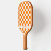 Retro Boho Orange Checkerboard Custom Name Pickleball Paddle (Links)