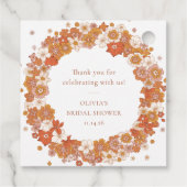 Retro Boho Oranje Bloemige Bruiloft Dank Je Bedankjes Labels (Achterkant)