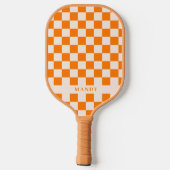Retro Boho Oranje Dambord Aangepaste Naam Pickleball Paddle (Achterkant)