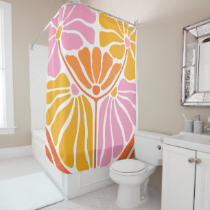 Retro Boho Oranje Gold Pink Douchegordijn